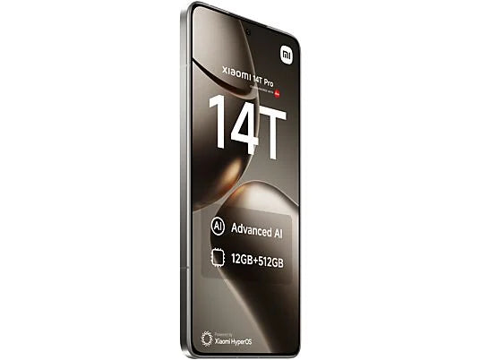 Móvil - Xiaomi 14T Pro, Gris Titanio, 512 GB, 12 GB RAM, 6.67" 1.5K, Mediateck Dimensity 9300+, 5000 mAh, Android-HyperOS