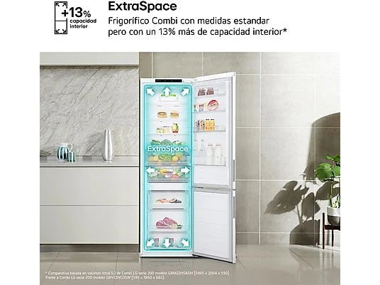 Frigorífico combi - LG GBV21NCDSW, No Frost, 186 cm, 344 l, DoorCooling, FRESHConverter, Blanco