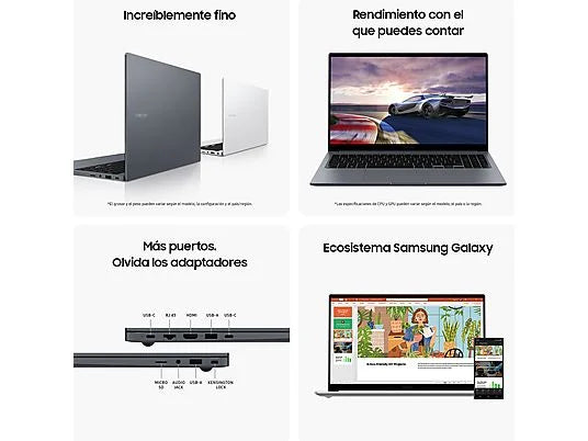 Portátil - Samsung Galaxy Book4, 15.6 FHD, Intel Core i5-1335U, 16GB RAM, 512GB SSD, Intel Graphics, W11H, Gris