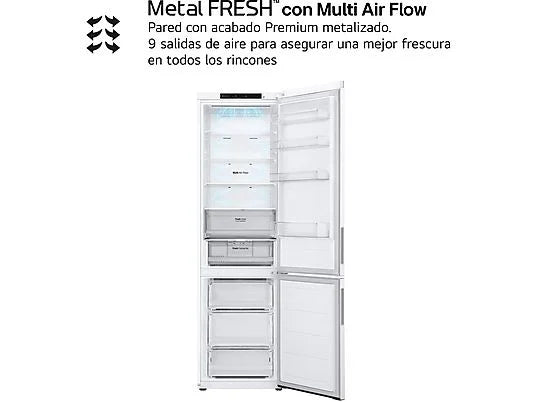 Frigorífico combi - LG GBV21NCDSW, No Frost, 186 cm, 344 l, DoorCooling, FRESHConverter, Blanco