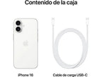 Apple iPhone 16, Blanco, 128 GB, 5G, 6.1  OLED Super Retina XDR, Chip A18 Bionic, iOS