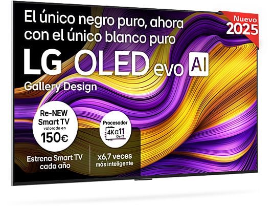 TV OLED 55 - LG OLED55G54LW.AEU, OLED 4K, Procesador Inteligente α11 AI Processor 4K Gen2, Smart TV, DVB-T2 (H.265), Rocky Black