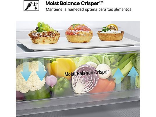 Frigorífico combi - LG GBV3200DPY, Total no Frost, 203 cm, 387 L, DoorCooling+, FRESHConverter, Inox antihuellas