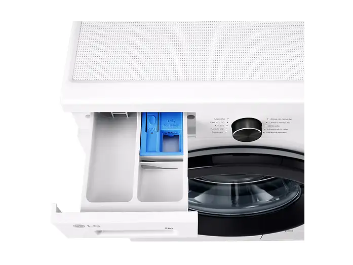 Lavadora carga frontal - LG F4X1009NWK, 9 kg, 1400 rpm, 10 programas, AI Direct Drive, ThinQ, Blanco Marfil