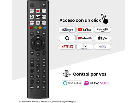 TV LED 65" - Hisense 65A6Q, UHD 4K, Quad Core/MT9603, IA 4K Upscaler, Modo Juego Plus, Control por voz, Negro