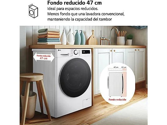 Lavadora secadora - LG F2DR5S09A1W, 9 kg+5 kg, 1200 rpm, 12 programas, Blanco