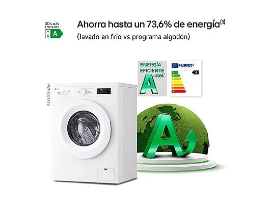 Lavadora carga frontal - LG F4X1008NWH, 8 kg, 1400 rpm, 10 programas, AI Direct Drive, ThinQ, Blanco Marfil