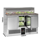 Saladette  Pizzakühltisch Premium - 1,37 x 0,7 M - mit 3 Türen