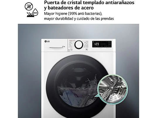 Lavadora secadora - LG F2DR5S09A1W, 9 kg+5 kg, 1200 rpm, 12 programas, Blanco