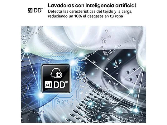Lavadora carga frontal - LG F4X1008NWH, 8 kg, 1400 rpm, 10 programas, AI Direct Drive, ThinQ, Blanco Marfil