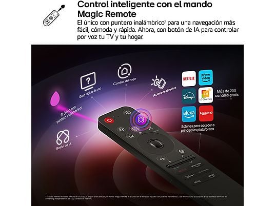 TV OLED 77 - LG OLED77C55LA, OLED 4K, Procesador Inteligente α9 AI Processor 4K Gen8, Smart TV, DVB-T2 (H.265), Negro