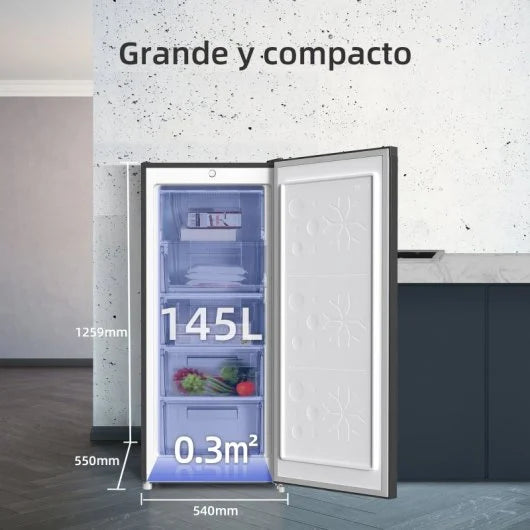 Congelador Vertical 145l 5 cajones puerta Reversible Chiq