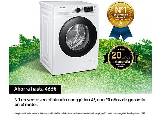 Lavadora carga frontal - Samsung WW80TA026AEEC, 8 kg, 1200 rpm, 14 Programas, Blanco