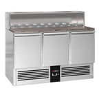 Saladette  Pizzakühltisch Premium - 1,37 x 0,7 M - mit 3 Türen