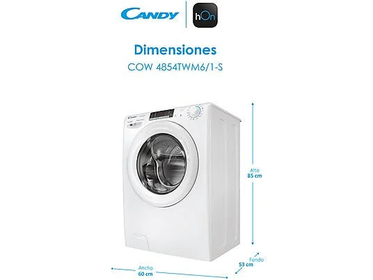 Lavadora secadora - Candy Smart Pro Inverter COW 4854TWM6/1-S, 8 kg/5 kg, 1400 rpm, 16 programas, Wi-Fi, A-10% en Lavado, Blanco