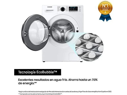 Lavadora carga frontal - Samsung WW80TA026AEEC, 8 kg, 1200 rpm, 14 Programas, Blanco