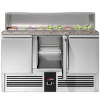 Saladette  Pizzakühltisch Premium - 1,37 x 0,7 M - mit 3 Türen