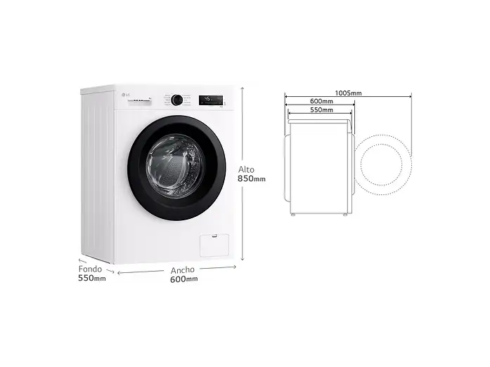 Lavadora carga frontal - LG F4X1009NWK, 9 kg, 1400 rpm, 10 programas, AI Direct Drive, ThinQ, Blanco Marfil