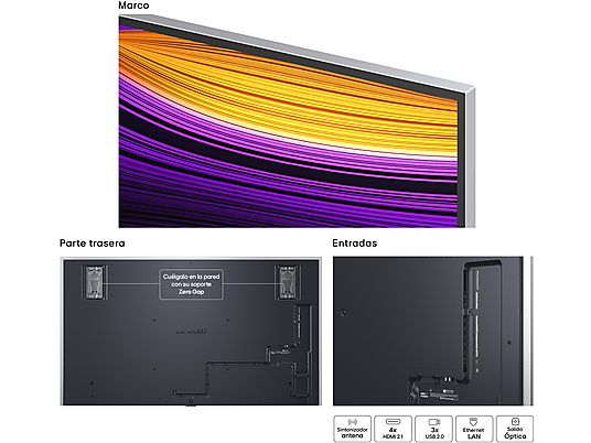 TV OLED 97 - LG OLED97G54LW, OLED 4K, Procesador Inteligente α11 AI Processor 4K Gen2, Smart TV, Gallery Design, negro roca