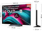TV OLED 65 - LG OLED65C55LA, OLED 4K, Procesador Inteligente α9 AI Processor 4K Gen8, Smart TV, DVB-T2 (H.265), Negro