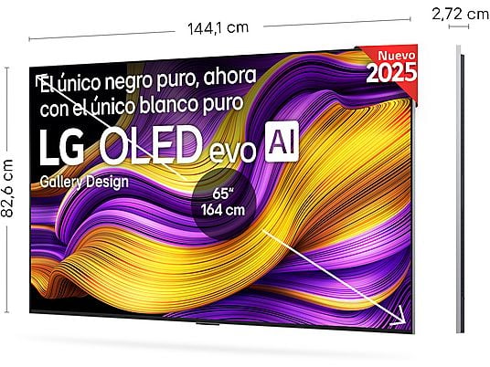 TV OLED 65 - LG OLED65G54LW, OLED 4K, Procesador Inteligente α11 AI Processor 4K Gen2, Smart TV, Rocky Black