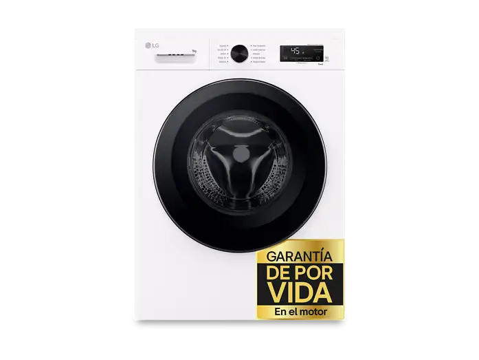 Lavadora carga frontal - LG F4X1009NWK, 9 kg, 1400 rpm, 10 programas, AI Direct Drive, ThinQ, Blanco Marfil
