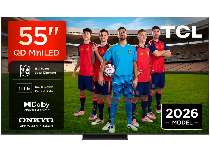 TV QD-Mini LED 55 - TCL 55C6K PRO, UHD 4K, TCL AiPQ Processor, Smart TV con Google TV, Dolby Vision-Atmos, Negro