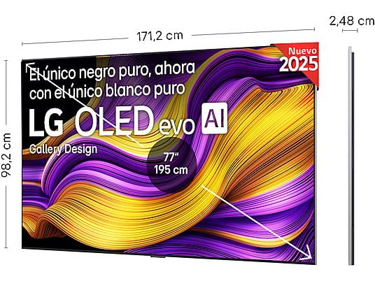 TV OLED 77 - LG OLED77G54LW, OLED 4K, Procesador Inteligente α11 AI Processor 4K Gen2, Smart TV, Gallery Deisgn, negro roca
