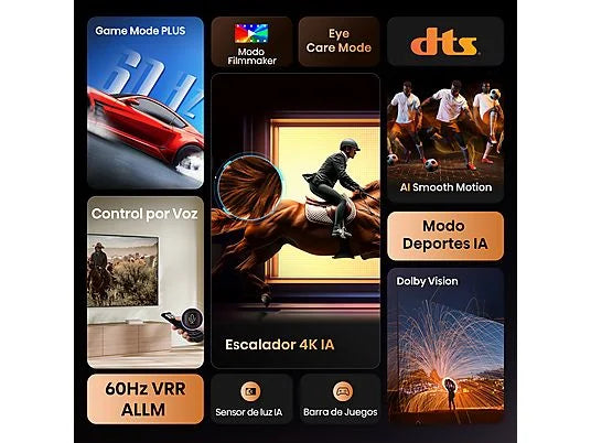 TV LED 65" - Hisense 65A6Q, UHD 4K, Quad Core/MT9603, IA 4K Upscaler, Modo Juego Plus, Control por voz, Negro