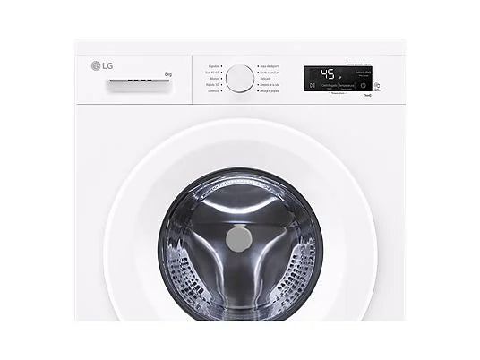 Lavadora carga frontal - LG F4X1008NWH, 8 kg, 1400 rpm, 10 programas, AI Direct Drive, ThinQ, Blanco Marfil