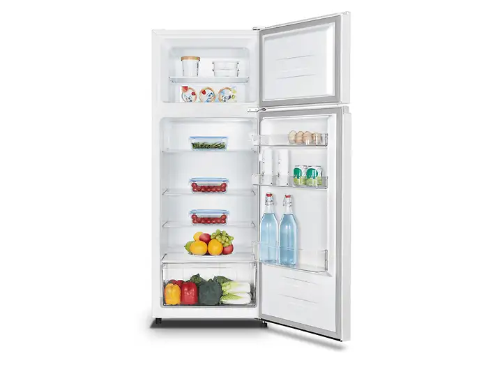 Frigorífico dos puertas - Hisense RT267D4AWE, Cíclico descongelación, 143.4 cm, 206 l, Iluminación LED, Blanco