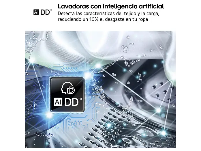 Lavadora carga frontal - LG F4X1009NWK, 9 kg, 1400 rpm, 10 programas, AI Direct Drive, ThinQ, Blanco Marfil