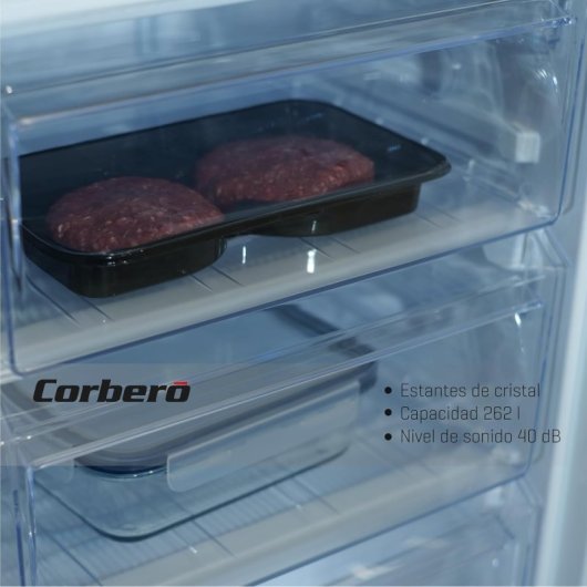 Frigorífico Corberó CCH1824EX 262L Inox Estático Luz LED Cajón para frutas y verduras Silencioso 40dB
