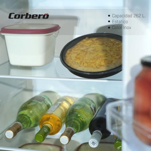 Frigorífico Corberó CCH1824EX 262L Inox Estático Luz LED Cajón para frutas y verduras Silencioso 40dB