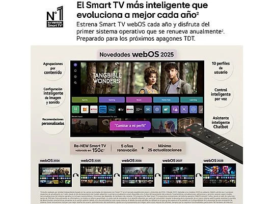 TV OLED 77" - LG OLED77G54LW, OLED 4K, Procesador Inteligente α11 AI Processor 4K Gen2, Smart TV, negro roca