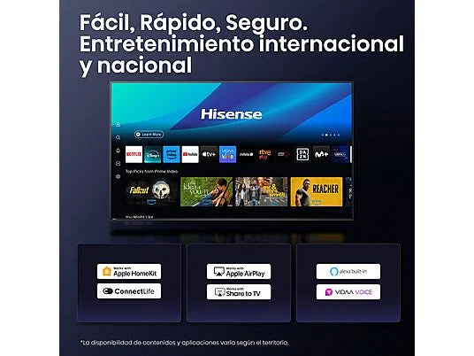 TV Mini LED 50 - Hisense 50E8Q, UHD 4K, 144 Hz, Hi-View Engine, Escalador HDR IA, Subwoofer integrado, Negro