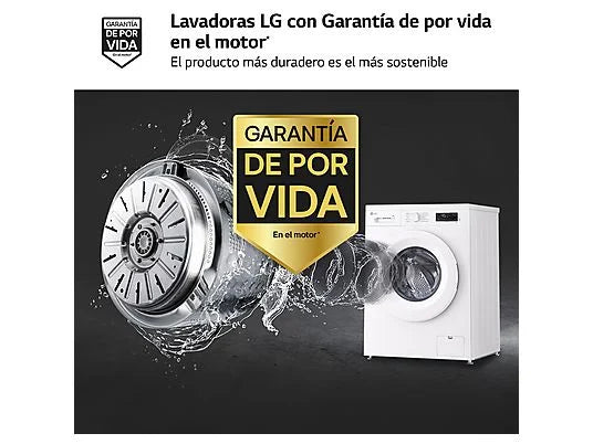Lavadora carga frontal - LG F4X1008NWH, 8 kg, 1400 rpm, 10 programas, AI Direct Drive, ThinQ, Blanco Marfil