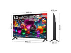 TV LED 43 - LG 43UA75006LA, UHD 4K, Procesador Inteligente α7 AI Processor 4K Gen8, Smart TV, DVB-T2 (H.265), negro carbón