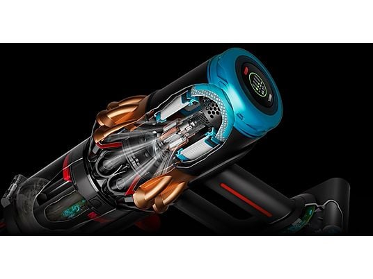 Aspirador escoba - Dyson V16 Piston Animal, Potencia succión 315 AW, Autonomía 70 min, Antienredos, Black/Cooper
